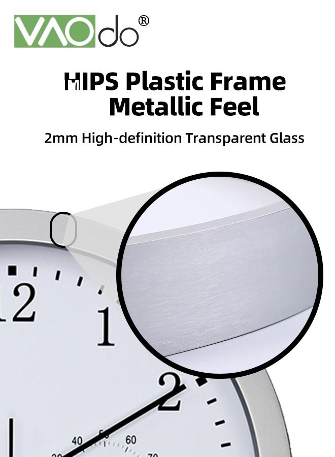 فاو دو ساعة حائط مقاس 12 بوصة تعمل بحركة صامتة وساعات دقيقة مع درجة الحرارة والرطوبة ديكور للمطبخ وغرفة المعيشة وغرفة النوم والمكتب والمدرسة - Image 5