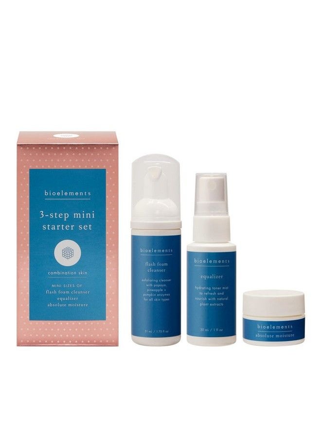Bioelements 3Step Mini Starter Set: Combination Skin Includes Flash Foam Cleanser Equalizer Toner & Absolute Moisture Moisturizer Vegan Gluten Free Never Tested On Animals  - Image 1