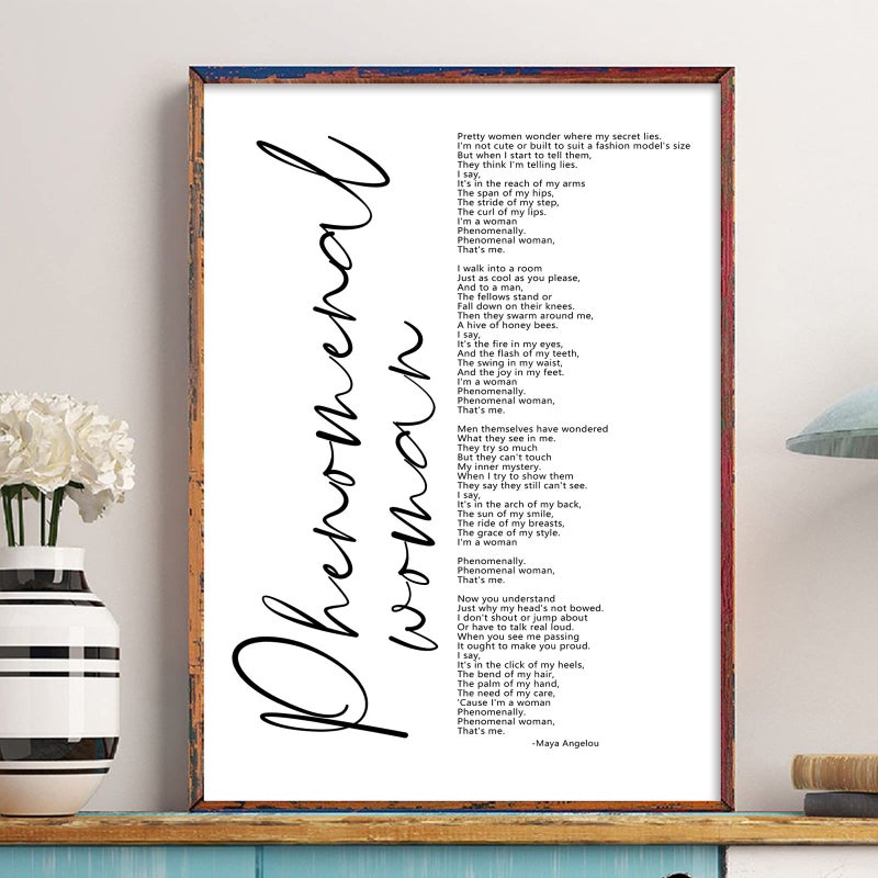 Pennclys Maya Angelou Quotes Wall Art Decor Black Woman Canvas Art Phenomenal Women Wall Decor Office Artwork Pictures Black People Inspirational Posters Prints for Office 16x24 Inch Unframed - Image 1