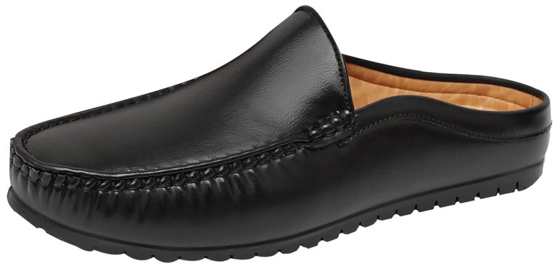 Pisces Men's Black Synthetic Back Open Loafer - 6 UK (BACKOPEN Plain-Black-6) - Image 1