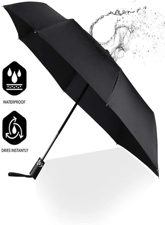 EXEMARTZ Black Umbrella | 3 Fold Umbrella Protection from Rain and Sun Rays for Girls/Boys | Round Handle | 1 pc, Solid 3 fold Umbrella | Windproof Umberalla - Image 3