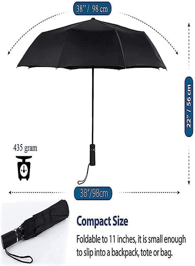 EXEMARTZ Black Umbrella | 3 Fold Umbrella Protection from Rain and Sun Rays for Girls/Boys | Round Handle | 1 pc, Solid 3 fold Umbrella | Windproof Umberalla - Image 2