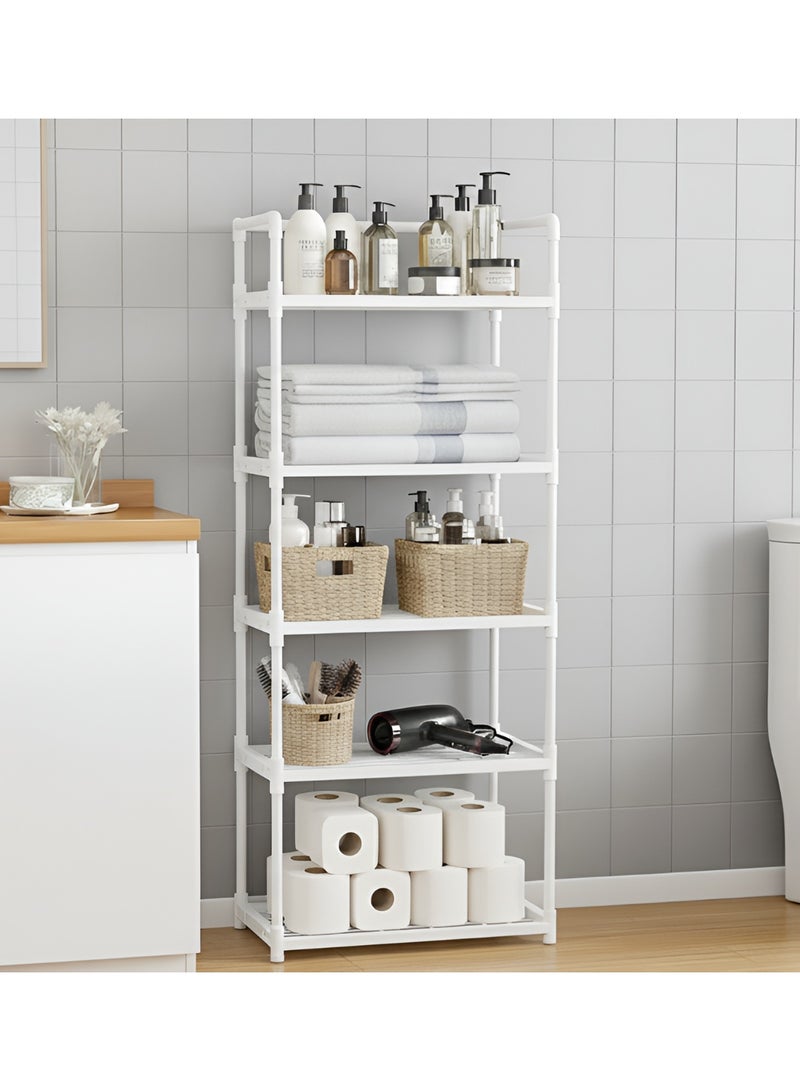 بست ستور منظم رف تخزين من 5 طبقات لأرفف المطبخ و الحمام و الجراج و المنزل و خزانة الملابس و المكتب. وحدة متعددة الارفف مع 4 خطافات جانبية لتعليق - Image 3