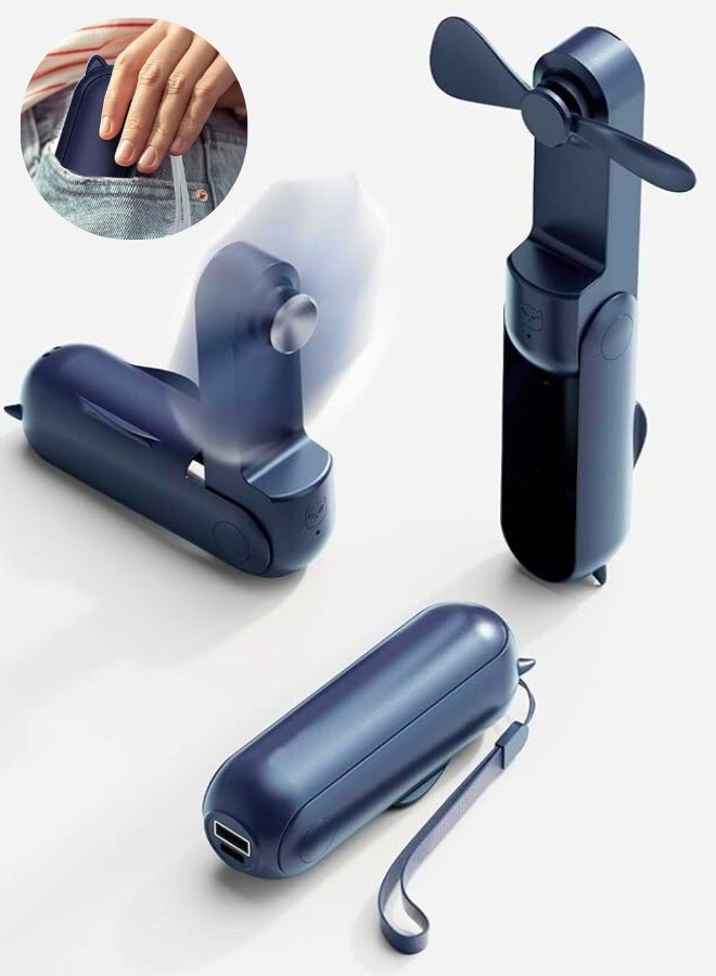 Chase Up Portable Fan, USB Rechargeable 1200mAh Battery And 3 Adjustable Speed, Foldable Handheld Personal Eyelash Fan for Girls Women, For Travelling, Outdoor - Image 2