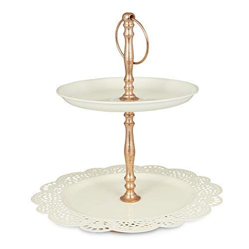 Elan Flourish 2-Tier Cupcake Stand | Desserts Candy Fruits Dry Fruits Plates |Stands for Wedding Birthday Tea Party | Decorative Serving Easy to Assemble | Latest Cake Stand for Decoration (Ivory) - Image 4