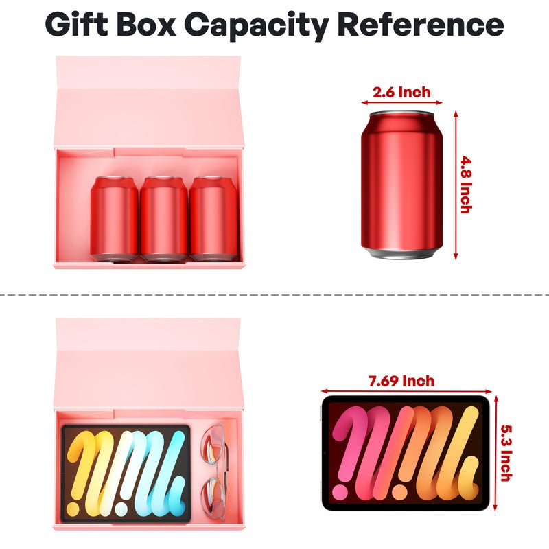 RYDDOY Pink Gift Box, 9.5x6x3'' Gift box for Presents with Lids Magnetic Closure Rectangle Collapsible for Bridesmaid Proposal Box, Wedding, Christmas, Halloween, Birthday Gift Packging - Image 3