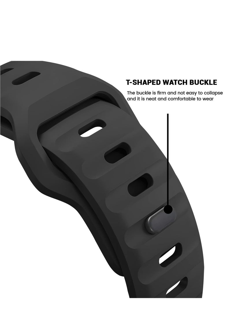 Generic Compatible with Apple Watch Band 49mm 46mm 45mm 44mm 42mm Bands for Men Women, Unique Rugged Design Silicone Wristband Strap for iWatch Ultra 2/1 Series 10/9/8/7/6/5/4/3/2/1/SE Black  - Image 2