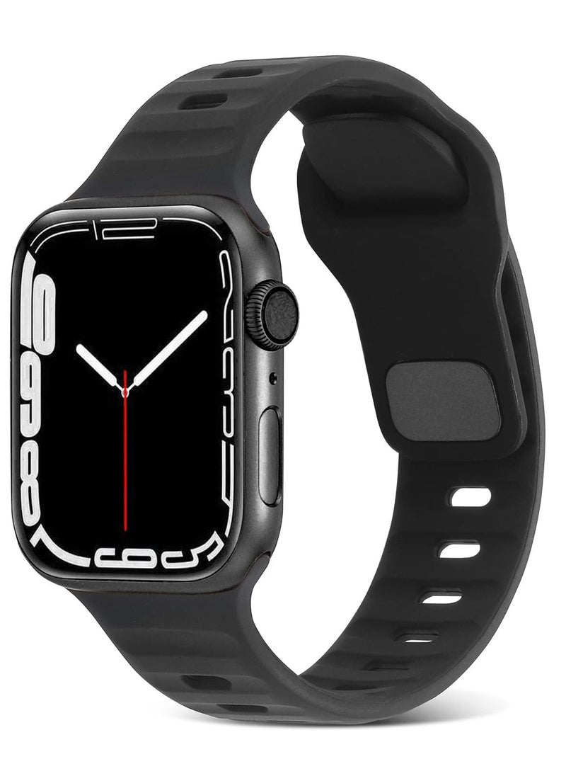Generic Compatible with Apple Watch Band 49mm 46mm 45mm 44mm 42mm Bands for Men Women, Unique Rugged Design Silicone Wristband Strap for iWatch Ultra 2/1 Series 10/9/8/7/6/5/4/3/2/1/SE Black  - Image 5
