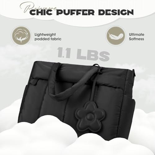 RAINSMORE Laptop Tote Bag for Women 15.6 Inch Lightweight Puffer Work Tote Bag Quilted Travel Bags with Shoulder Strap Large Computer Briefcase Teacher Nurse Bag for Casual Office Travel - Image 2