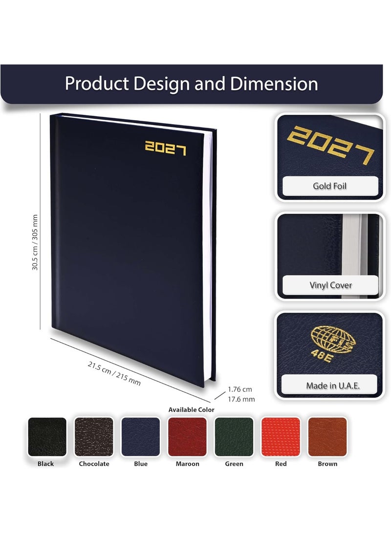FIS 2027 A4 Size Agenda Diary (210x297mm), 1 Side Padded Cover Vinyl Materials, Saturday & Sunday Combined, English, 60gsm White Paper, Red Cover - FSDI48E27RE - Image 4