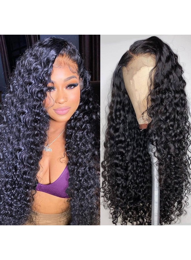 AISI Deep Wave Lace Front Wigs Human Hair 180% Density 4X4 Transparent Lace Closure Wigs For Black Women Wet And Wavy Lace Frontal Wigs Glueless Wigs Pre Plucked With Baby Hair Natural Color (18 Inch) - Image 2
