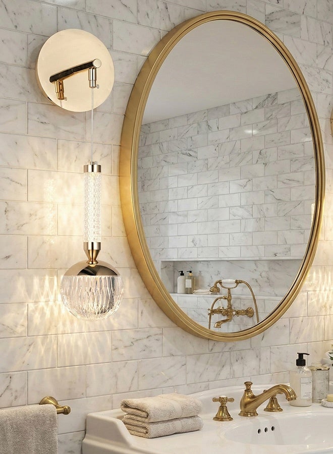 SPOLUX Modern Lighting, Wall lamp, Light, Acrylic LED wall lamp, French Gold Color, d:15,h:44 cm, Sutiable for bedroom and living room, Rope material - Image 4