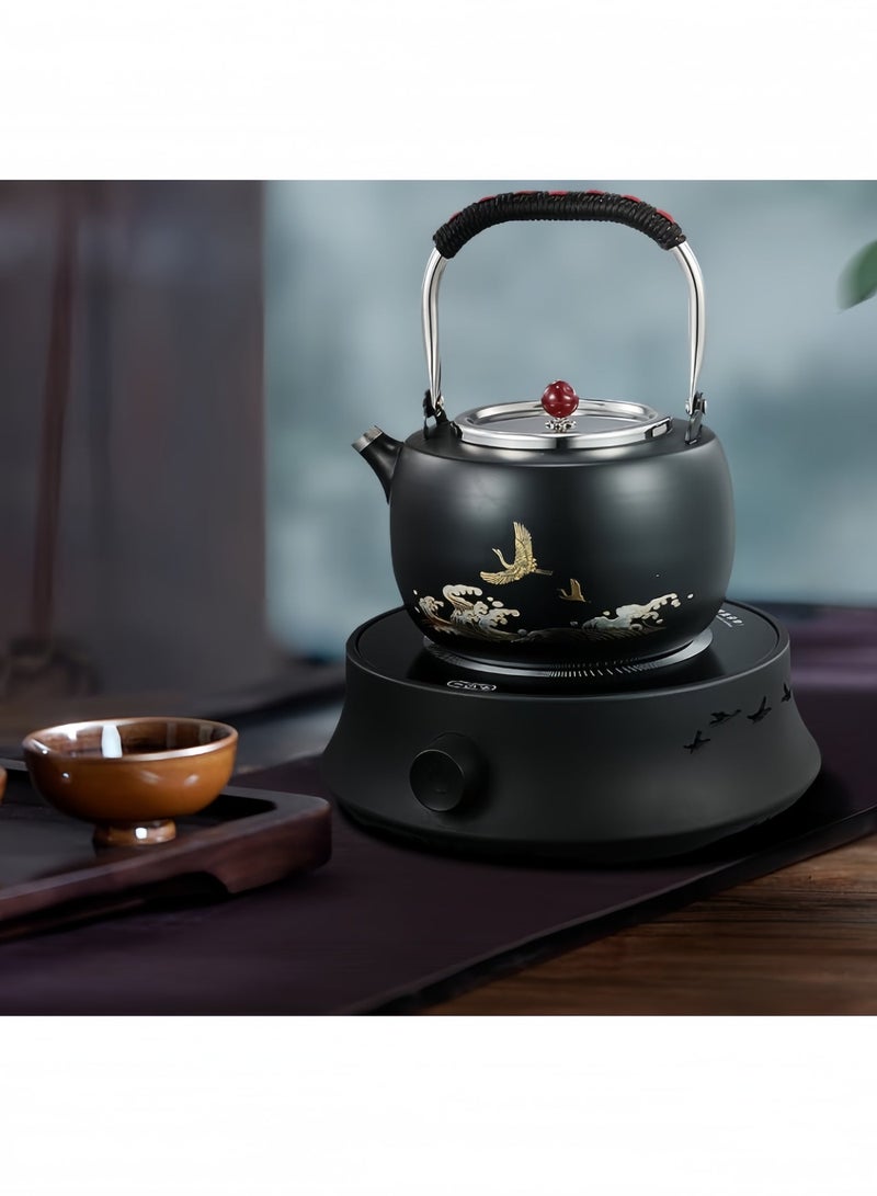 GGEROU Electric Mini Coffee Pot Warmer, Electric Teapot Stove Portable, 800W Electric Ceramic Stove Coffee Heater,Black - Image 3