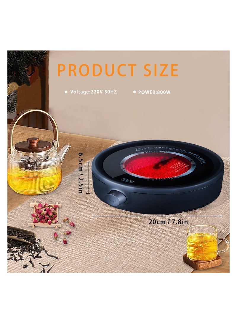 GGEROU Electric Mini Coffee Pot Warmer, Electric Teapot Stove Portable, 800W Electric Ceramic Stove Coffee Heater,Black  - Image 2