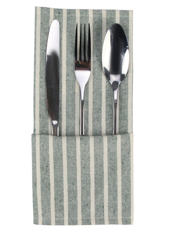 INFEI Broad Striped Cotton Blended Dinner Cloth Napkins - Set of 12 (17 x 17 inches) - for Xmas Parties Events & Home Use (Green) - Image 4