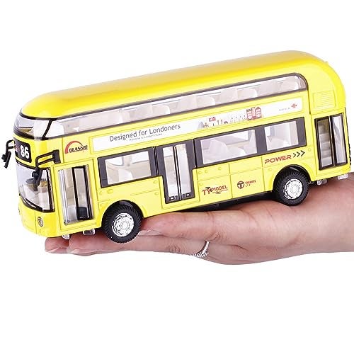 DARVICE Toy Bus Double Decker Alloy Metal Diecast Bus Toy for Kids with Light Sound Openable Door Pullback - Image 4