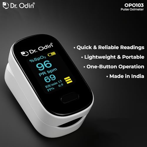 Dr.Odin Dr. Odin OPO 103 Fully Automatic Pulse Oximeter for SpO₂ & Pulse Rate Monitoring with Dual-Color 360° Rotating Display, Perfusion Index, Respiratory Rate Indicator & Auto Shut-Off (White) - Image 3