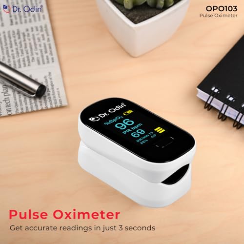 Dr.Odin Dr. Odin OPO 103 Fully Automatic Pulse Oximeter for SpO₂ & Pulse Rate Monitoring with Dual-Color 360° Rotating Display, Perfusion Index, Respiratory Rate Indicator & Auto Shut-Off (White) - Image 5