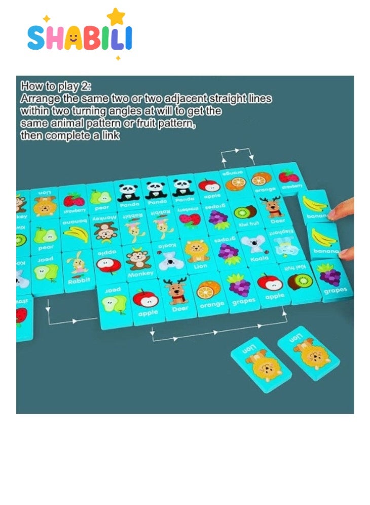 SHABILI Wooden Memory Matching Board Game for Kids Teens & Adults Ages 3+, Animal & Fruit Matching Puzzle & Dominoes for Family Game Night Travel & Parties, Educational Portable Brain-Boosting Gift (Green) - Image 3