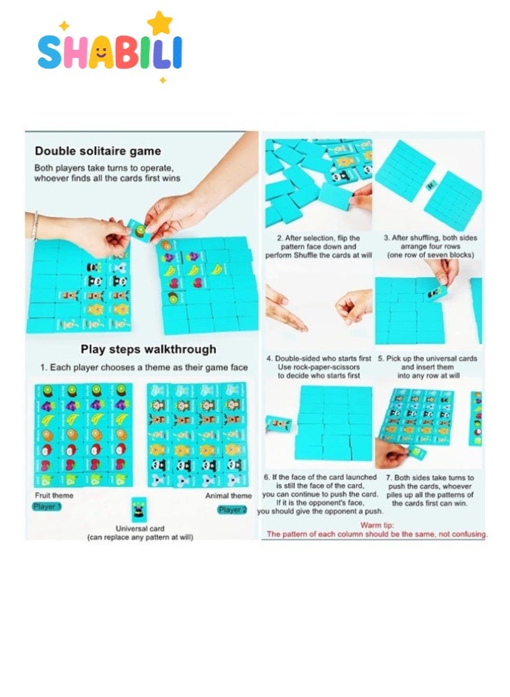 SHABILI Wooden Memory Matching Board Game for Kids Teens & Adults Ages 3+, Animal & Fruit Matching Puzzle & Dominoes for Family Game Night Travel & Parties, Educational Portable Brain-Boosting Gift (Green) - Image 4
