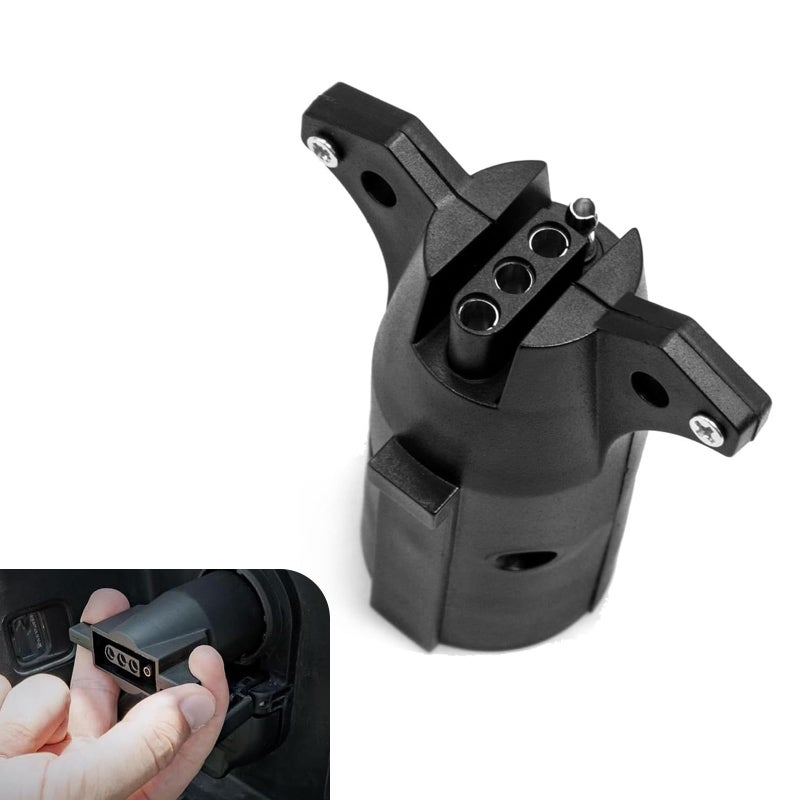 MOXRUQ 7 Way to 4 Way Trailer Plug Adapter Waterproof 7 Pin Blade to 4 Pin Flat Trailer Plug Trailer Plug Adapter Round Connector Accessories Universal for RV Truck Trailer Tow Hitch Black - Image 3