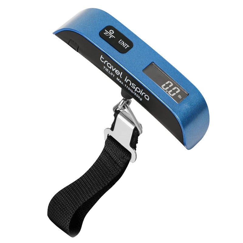 travel inspira Digital Luggage Scale – Portable Hanging Suitcase Weight Scale for Travel, 110 lb Capacity, Backlit LCD Display, Prevents Airport Overweight Fees, Battery Included, Black Stainless - Image 1