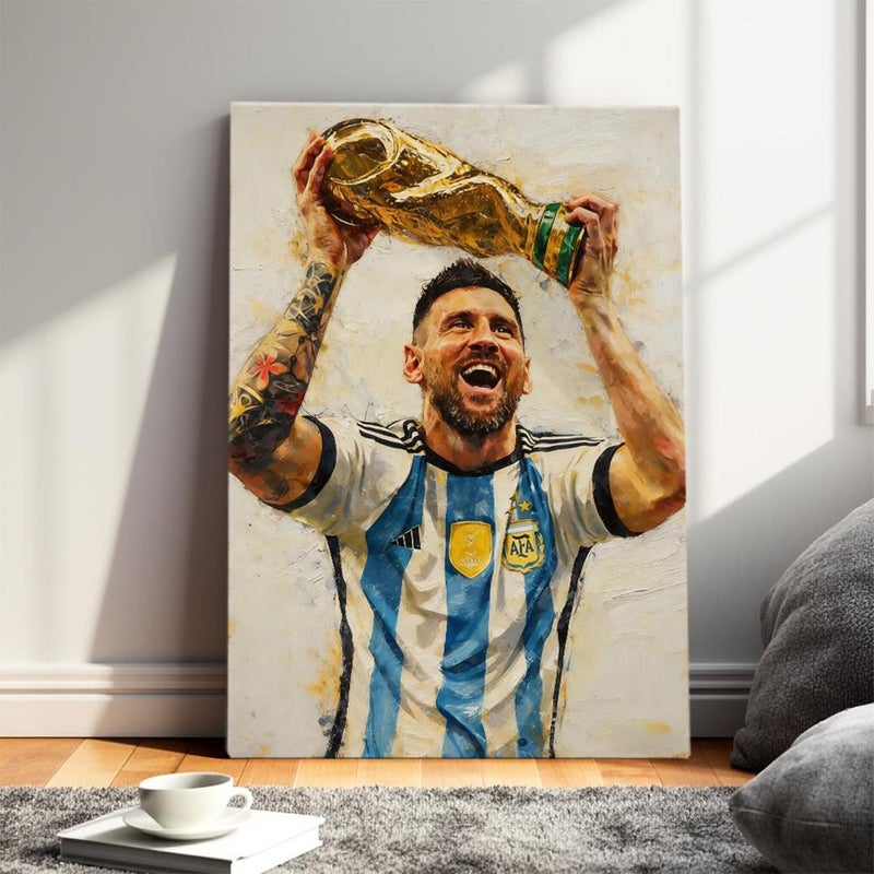 ARS Framed Canvas Abstract Painting Print of Lionel Messi, Soccer Fans, Soccer Lovers, Number 10 Football Decor, World Cup 2026, Wall Art Print Wall Decor for Office Living Room Bedroom Gifting - Image 1