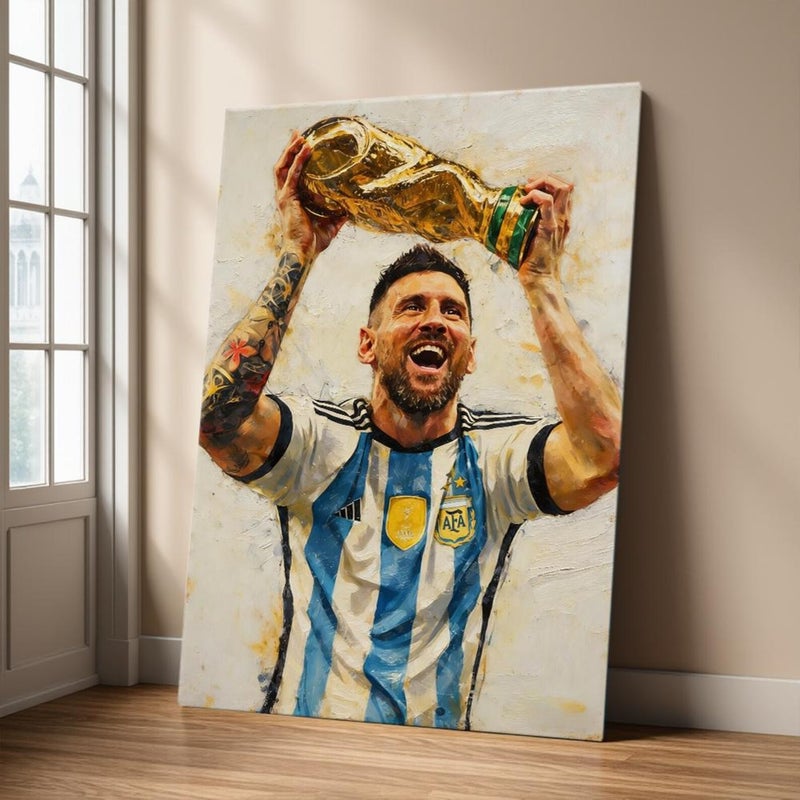 ARS Framed Canvas Abstract Painting Print of Lionel Messi, Soccer Fans, Soccer Lovers, Number 10 Football Decor, World Cup 2026, Wall Art Print Wall Decor for Office Living Room Bedroom Gifting - Image 2