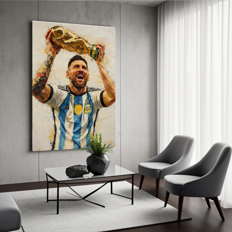 ARS Framed Canvas Abstract Painting Print of Lionel Messi, Soccer Fans, Soccer Lovers, Number 10 Football Decor, World Cup 2026, Wall Art Print Wall Decor for Office Living Room Bedroom Gifting - Image 3