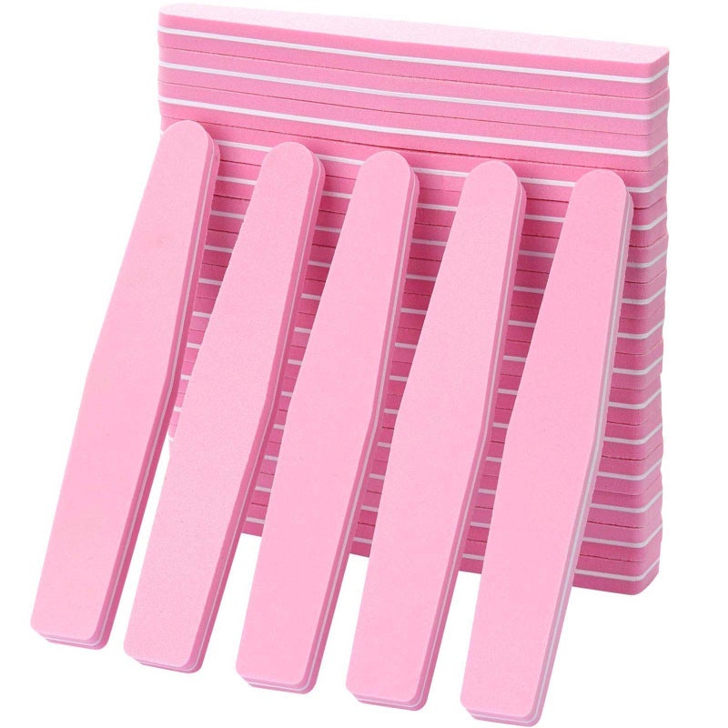 20Pcs Nail Buffers Block Files Sponge Washable Double Sided 100/180 Sanding Buffing File for Acrylic Nails, (Pink) - Image 1