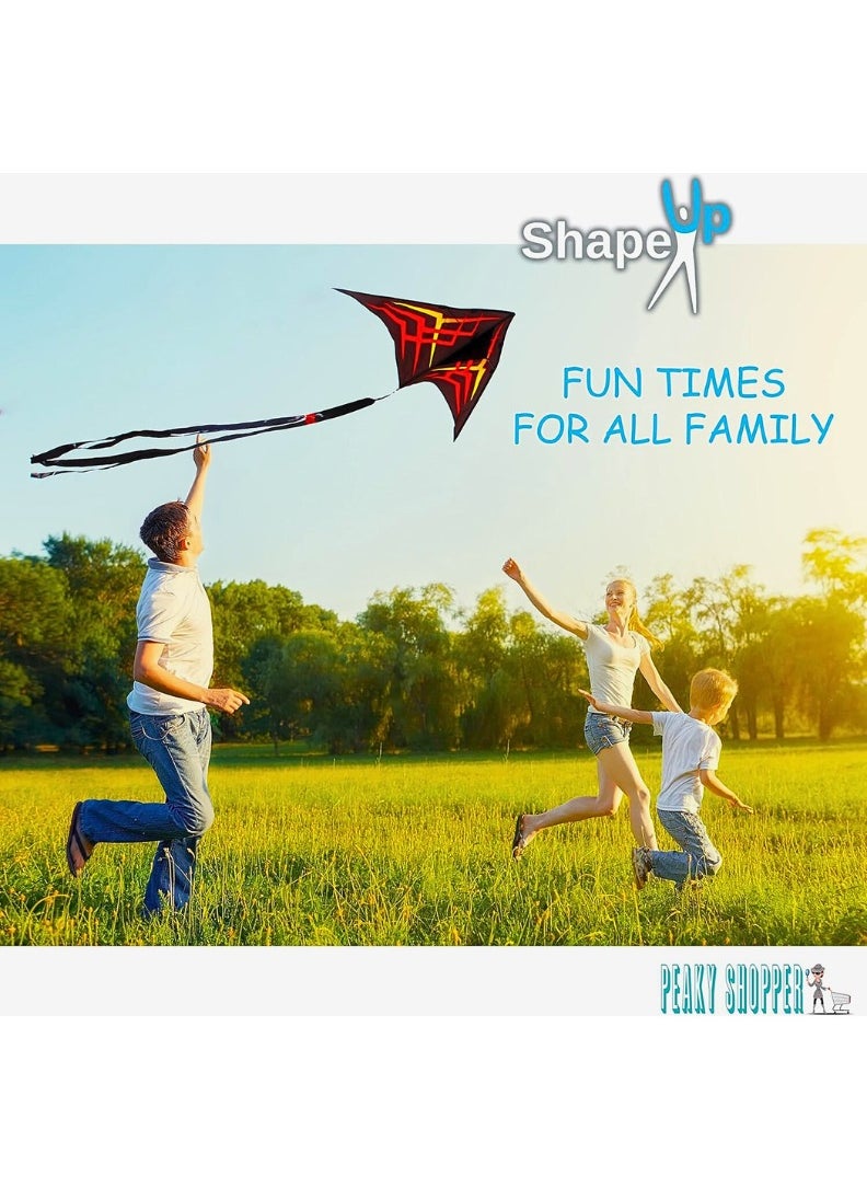 SHAPE UP Shapeup Single Line Beach Kite for Kids & Adults, Kites for Beginner with 1.6 Meter Strong Kite String with Winder Handle, Easy-To-Fly Sport & Outdoor Toys Great for All Ages - Orange-Black  - Image 3
