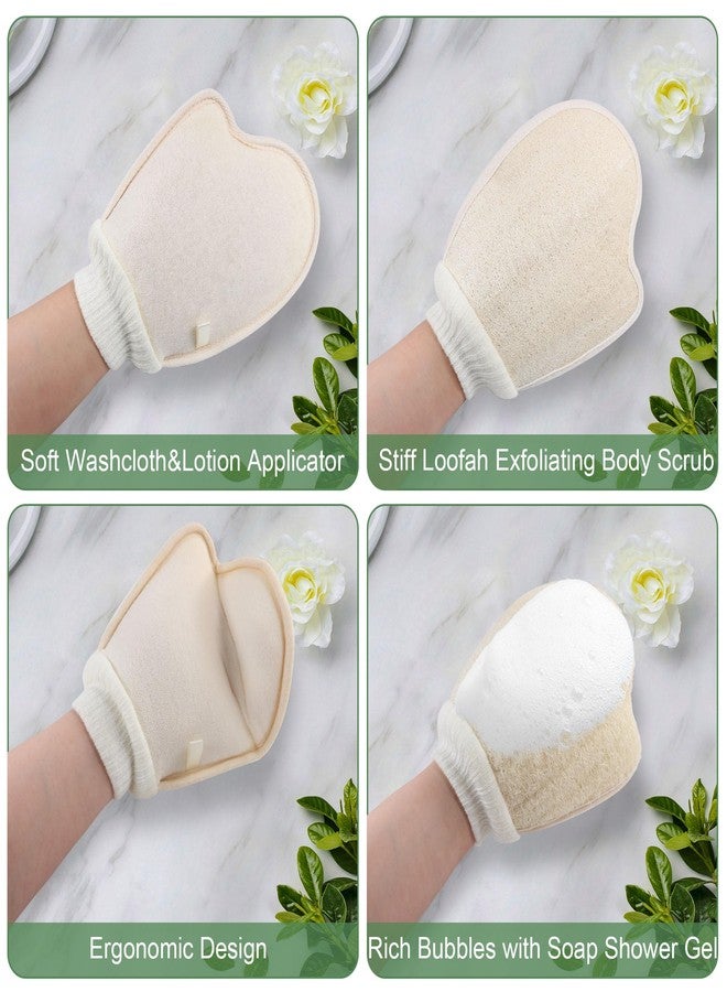 OWIIZI Natural Loofah Exfoliating Body Scrubber, Bath Loofa Scrub Exfoliator Mitten Glove Shower Luffa Sponge Pad for Men Women Elderly (1 Pcs, Double-Sided) - Image 3