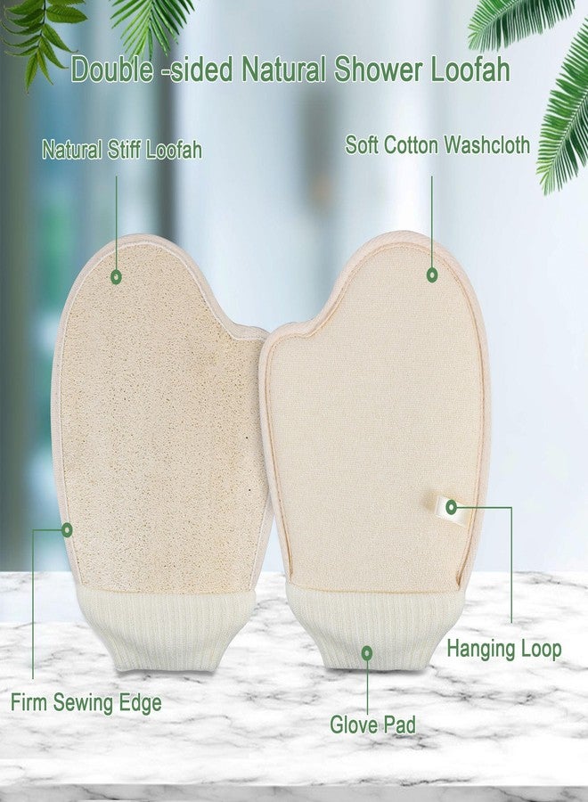 OWIIZI Natural Loofah Exfoliating Body Scrubber, Bath Loofa Scrub Exfoliator Mitten Glove Shower Luffa Sponge Pad for Men Women Elderly (1 Pcs, Double-Sided) - Image 2