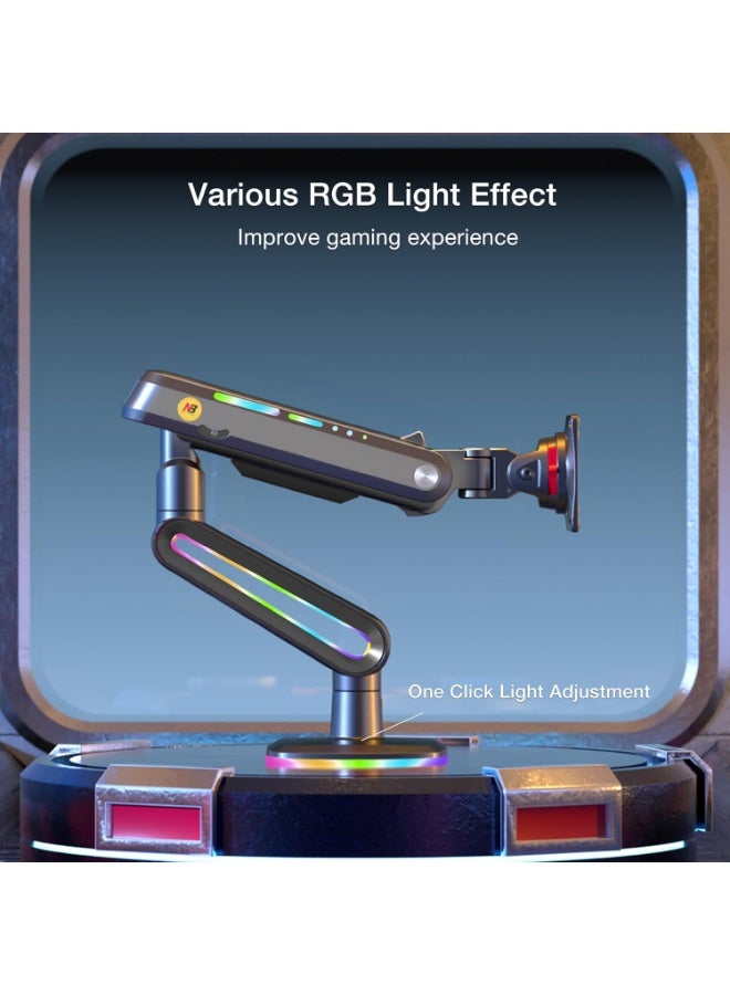NB NORTH BAYOU Designer Gaming Monitor Arm – Long Reach & RGB Light – Heavy Duty Adjustable Mount for 32–60 Inch Screens – Premium Aluminum – Supports up to 20 kg – VESA 75/100 - Image 3