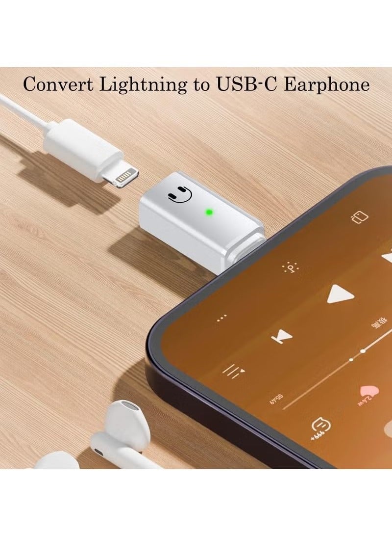 Compatible for USB C to Lightning Audio Adapter, USB C to Lightning Headphone Converter with Indicator Light, Lightning to USB C Adapter for iPhone 15 Series, MacBook and More USB-C Devices-B  - Image 2