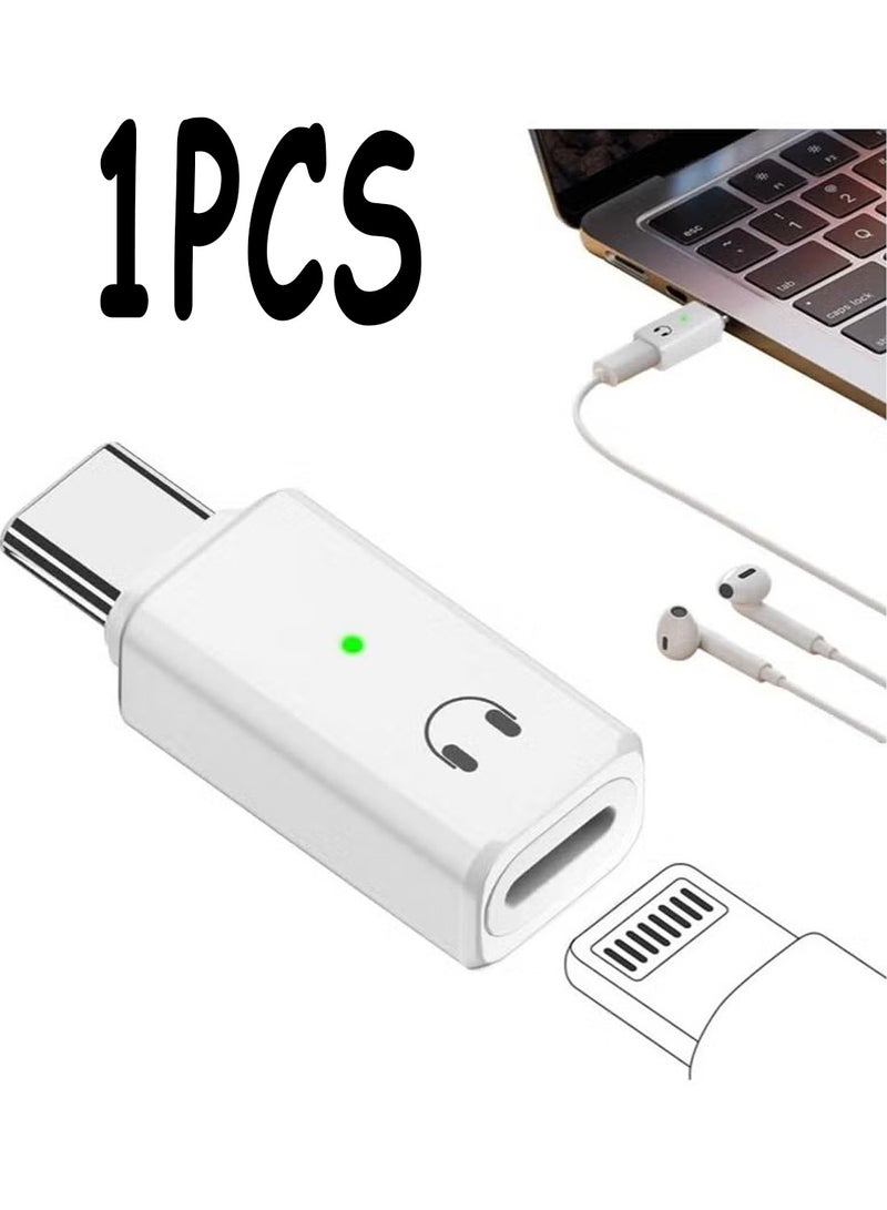 Compatible for USB C to Lightning Audio Adapter, USB C to Lightning Headphone Converter with Indicator Light, Lightning to USB C Adapter for iPhone 15 Series, MacBook and More USB-C Devices-B - Image 1