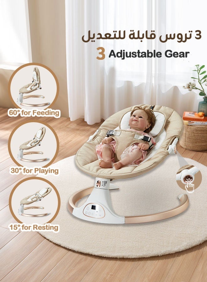 Aurlar Luxury Baby Swing & Cradle with 165° Bionic Recline, Electric Rocking Chair + 3-in-1 Smart Control, 5 Swing Speeds, Bluetooth Music, Mosquito Net – Baby Swing Electric for Infants 0–24 Months – Royal Sand - Image 4
