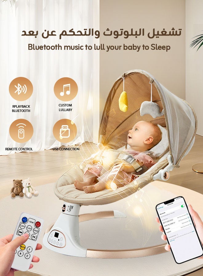 Aurlar Luxury Baby Swing & Cradle with 165° Bionic Recline, Electric Rocking Chair + 3-in-1 Smart Control, 5 Swing Speeds, Bluetooth Music, Mosquito Net – Baby Swing Electric for Infants 0–24 Months – Royal Sand - Image 3