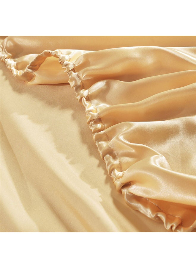 NIBEMINENT Well-made Soft Silk Fitted Sheet Cover polyester Golden 37.00 x 3.00 28.00cm - Image 3