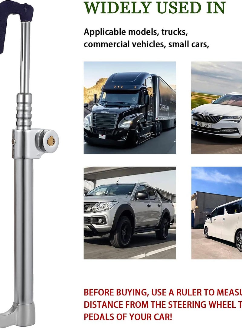 Rightsure Rightsure Car Steering Wheel Lock, Steering Wheel Lock Anti Theft Device, 3 Section Retractable Car Theft Prevention Device, Double Hook Car Clutch Lock for Car Truck SUV Van with 2 Keys  - Image 2