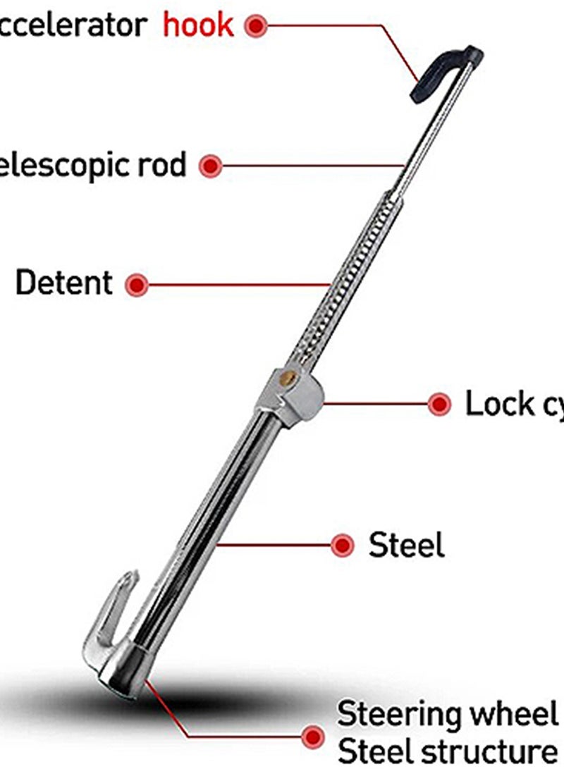 Rightsure Rightsure Car Steering Wheel Lock, Steering Wheel Lock Anti Theft Device, 3 Section Retractable Car Theft Prevention Device, Double Hook Car Clutch Lock for Car Truck SUV Van with 2 Keys  - Image 3