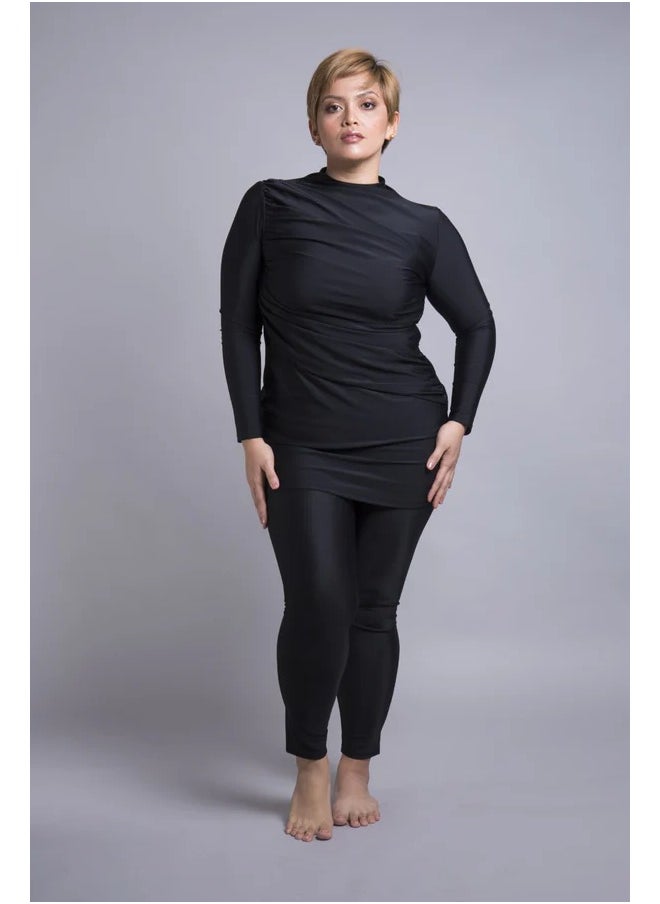 Vicino Vicino 2-piece burkini swimsuit set made of Lycra - different cut, distinctive and comfortable shape, available in different sizes, black color  - Image 1