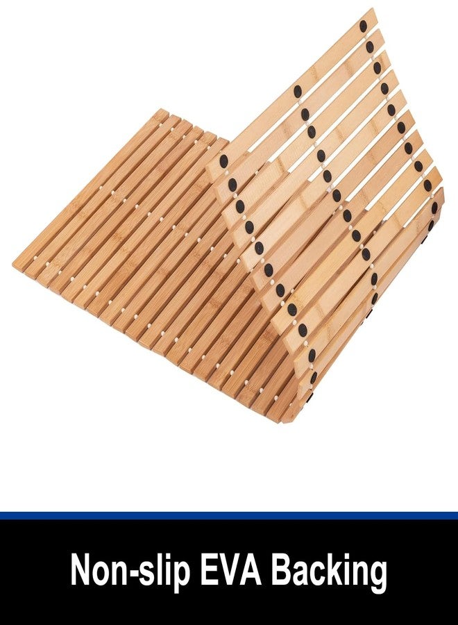 Fovlaurs Bath Mat Bathroom Runner Long Large Rugs Floor Wood Shower Bathtub Waterproof Non Slip Accessories 16x34 Inch Easy to Clean, Natural, 1 pc - Image 3