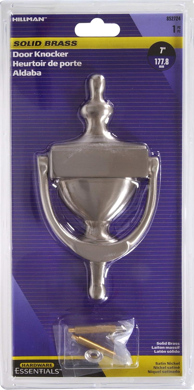 HARDWARE ESSENTIALS 852724 Satin Nickel Door Knocker, 7-Inch - Image 3
