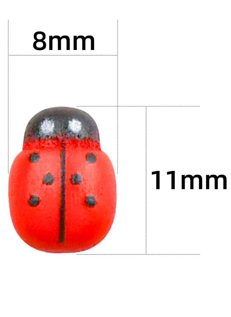 KASTWAVE - 300 Pieces Wooden Ladybugs for Crafts DIY Self-Adhesive Mini Ladybugs Tiny Ladybug Decoration for Craft Scrapbooking Micro Landscape Party Home Garden Decor Flatback Wood Ladybugs Embellishments (Red) - Image 1