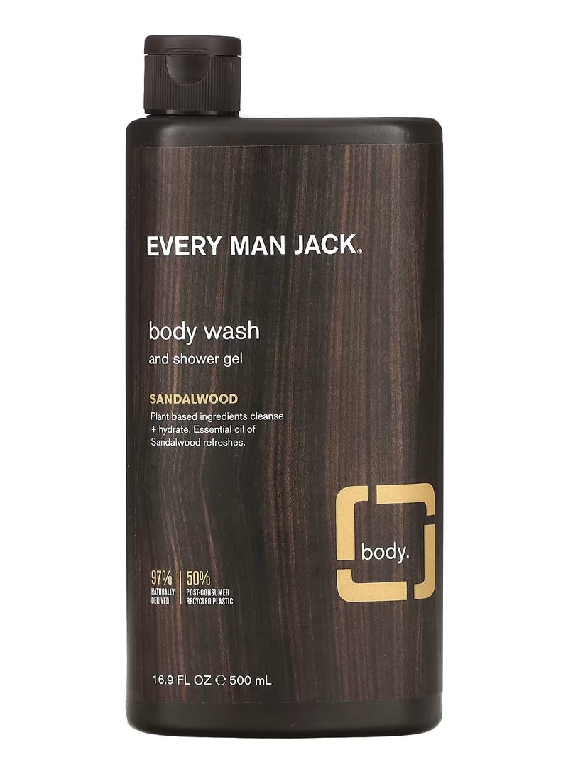 Every Man Jack, Body Wash and Shower Gel, Sandalwood, 16.9 fl oz (500 ml)