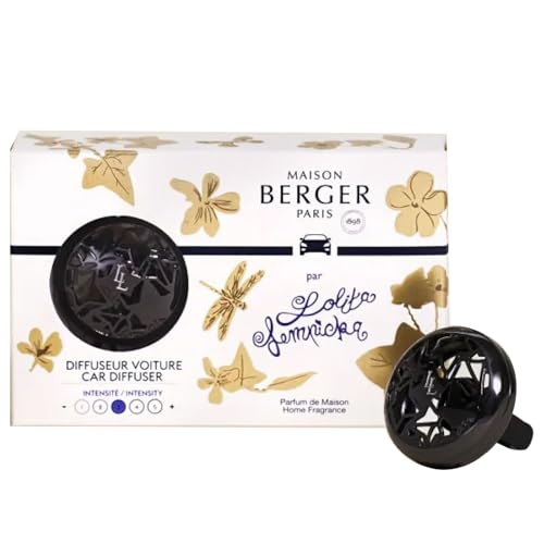 Maison Berger مجموعة موزع معطر هواء السيارة القابلة لإعادة التعبئة من MAISON BERGER، مشبك تهوية، 31 × 2 × 08 بوصة، صنع في فرنسا، لوليتا لمبيكا أسود - Image 1