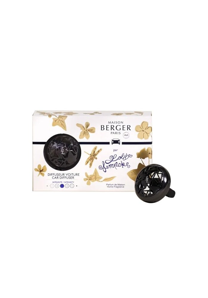 Maison Berger Car Diffuser Set Refillable Vent Clip Ceramic Refill Made in France Luxury Auto Scent 4Week Diffusion Elegant Air Freshener for All Car Vents Lolita Lempicka Black - Image 1