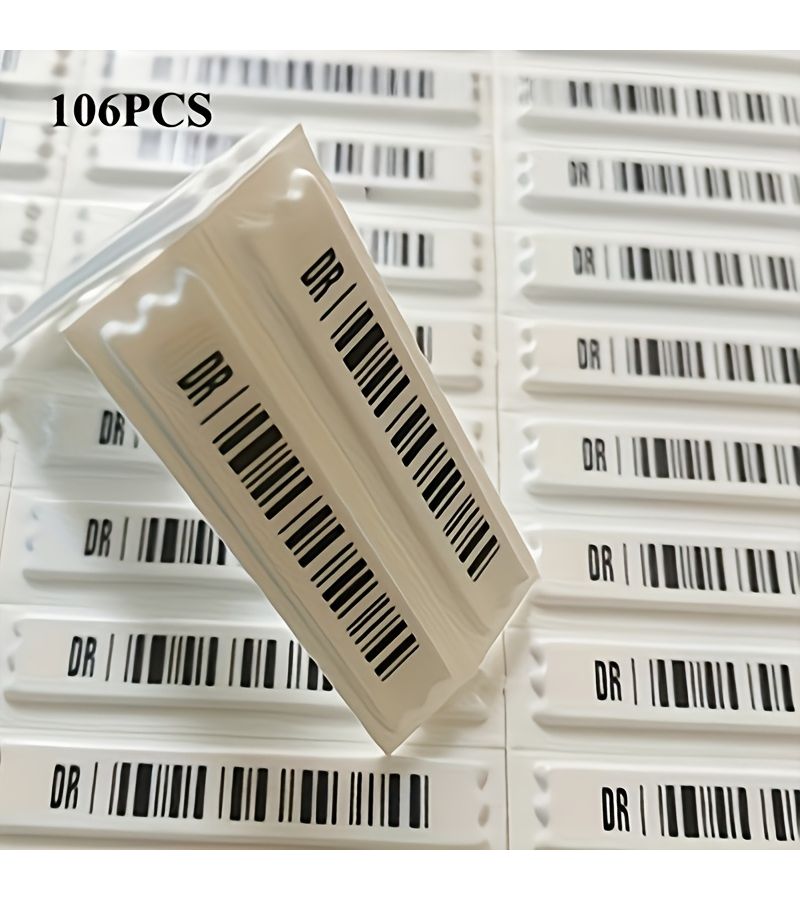 106 Pcs DR Clause Code Acousto Magnetic Soft Label Strips Anti Theft Tags For Supermarkets Convenience Stores Clothing Barcode Alarm Strips Adhesive Use - Image 1