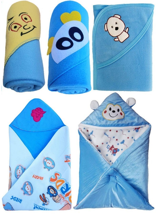 Brandonn BRANDONN Newborn Value Hamper Pack of 5 Hooded Baby Blankets for Babies(Pack of 5)  - Image 1